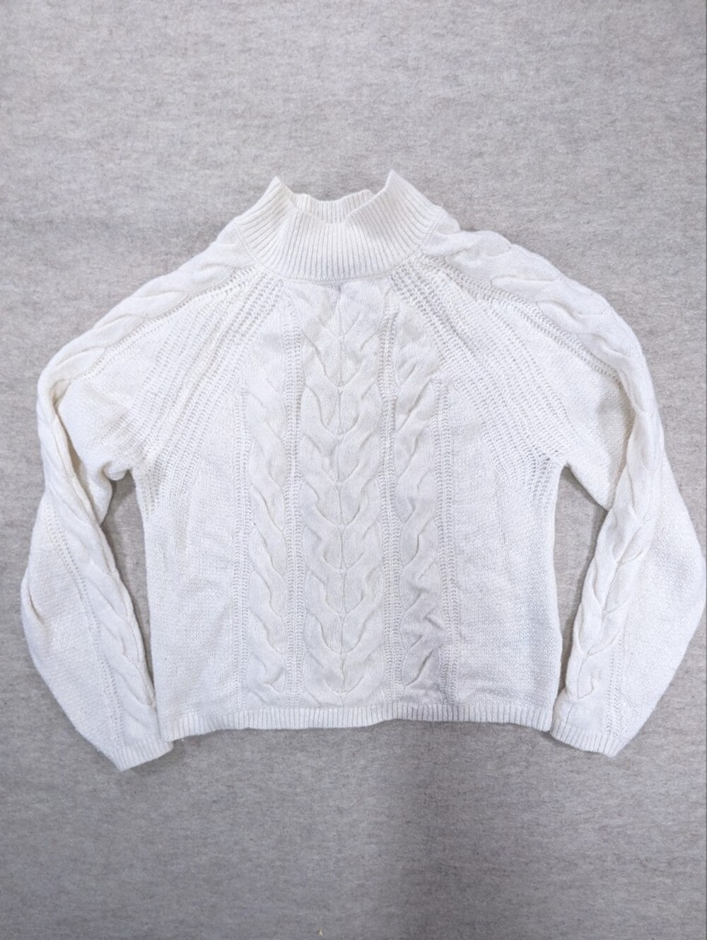 Banana Republic Italian Yarn Wool Cable Knit Off white Sweater Mock Neck XS